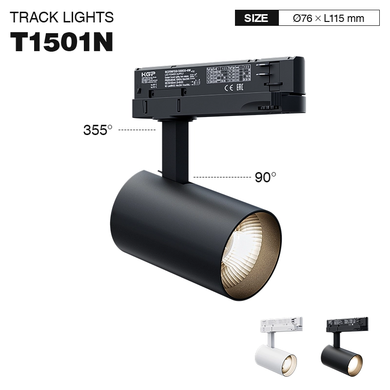 TRL015 20W 4000K 36˚N/B Ra80 Schwarz —LED Schienenleuchte-Schienenstrahler-moderner Stil-01