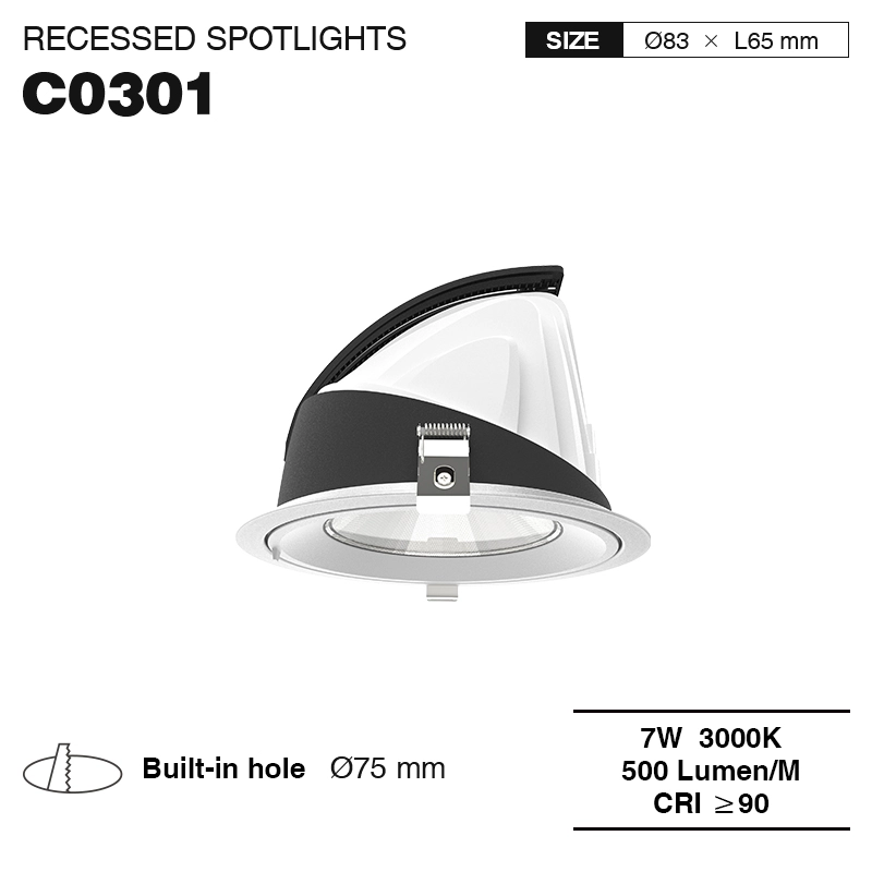 CSL003-A 7W 3000K 500LM 24° IP40 LED Einbaustrahler-LED Einbaustrahler-Modisches Aussehen-01