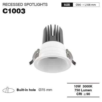 CSL010-A 10W 3000K 750LM 24˚ Weiß—LED Einbaustrahler-LED Einbaustrahler-moderner Stil-01