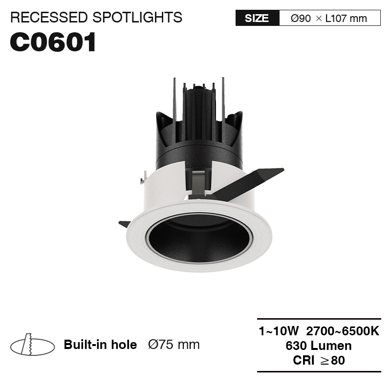 CSL006-A 10W 2700-6500K 630LM 24˚ Warm- oder Kaltweiß—Dimmbare LED-Downlights-LED Einbauleuchten Flach-einfache Installation-01