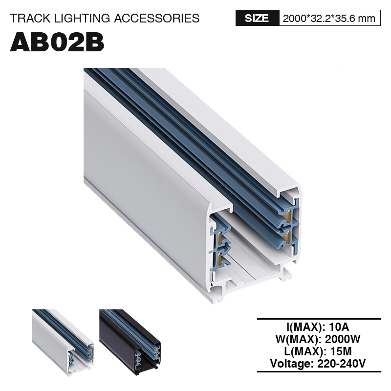 Dreiphasige Profilschiene 2000mm Weiß für Schienenleuchten-Lampenzubehör-Aluminiummaterial-01