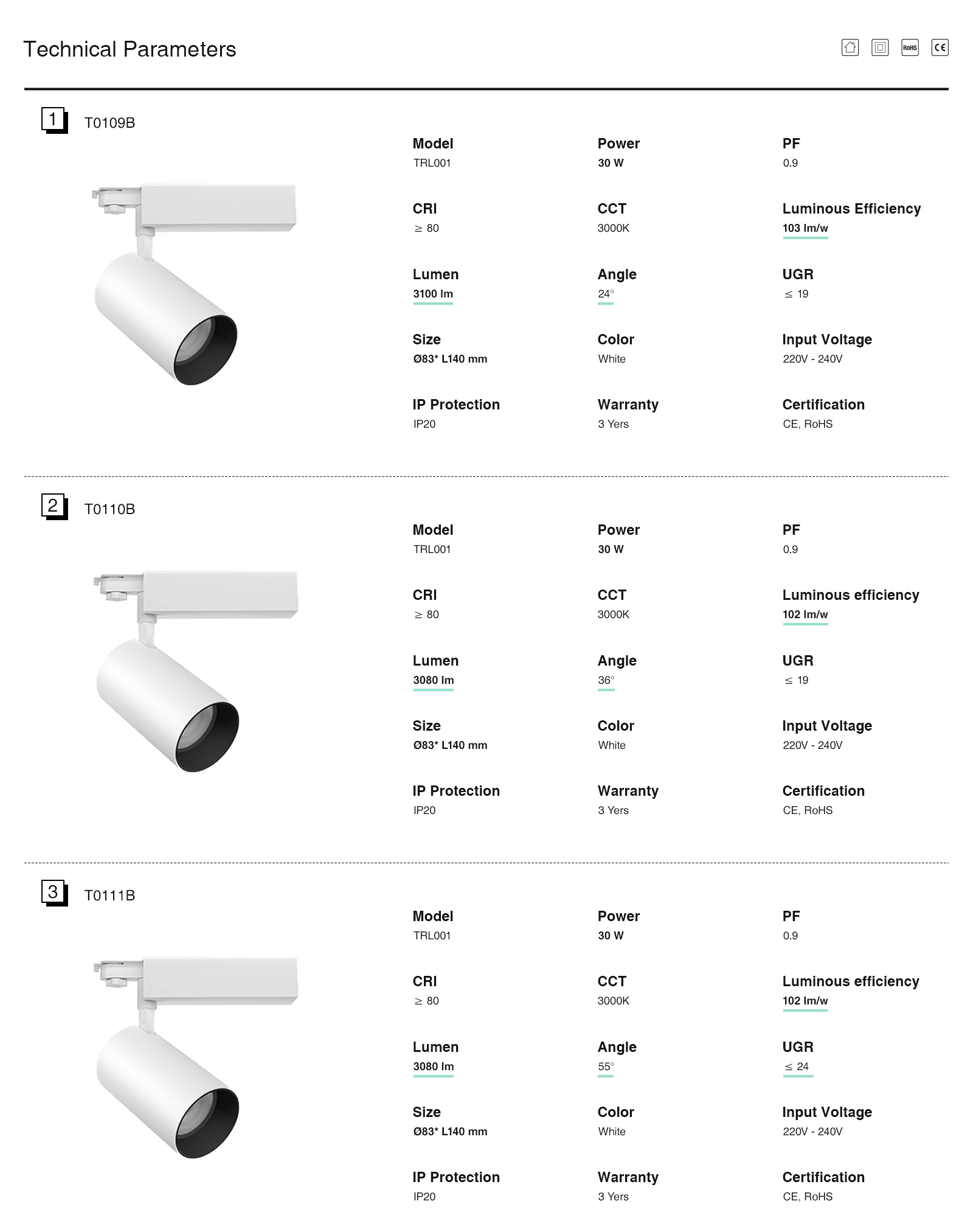 Großhandel Schienen Lampen Strahler 12W 3000K 960LM Strahlenwinkel 24˚ Schwarz-Schienensystem Lampen-Helles Licht-02