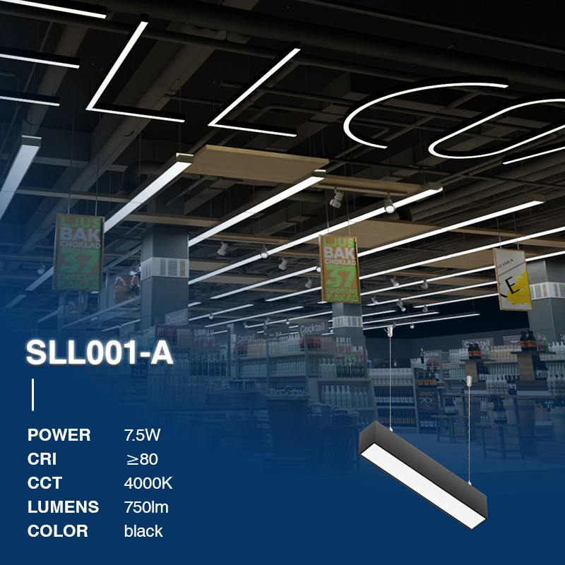 SLL001 7.5W 4000K 110˚N/B Ra80 Schwarz—LED Linear Leuchte-Pendelleuchte-Modisches Aussehen-02