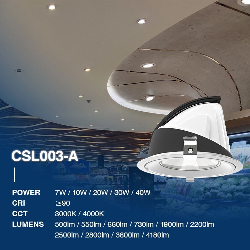 CSL003-A 7W 3000K 500LM 24° IP40 LED Einbaustrahler-Lampe Schlafzimmer-Einstellung der Farbtemperatur-02