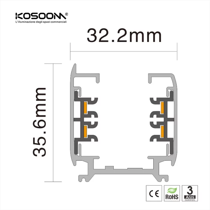 4-adriges quadratisches Profil 1M Weiß für Schienenleuchten-Lampenzubehör-Kreatives Design-03