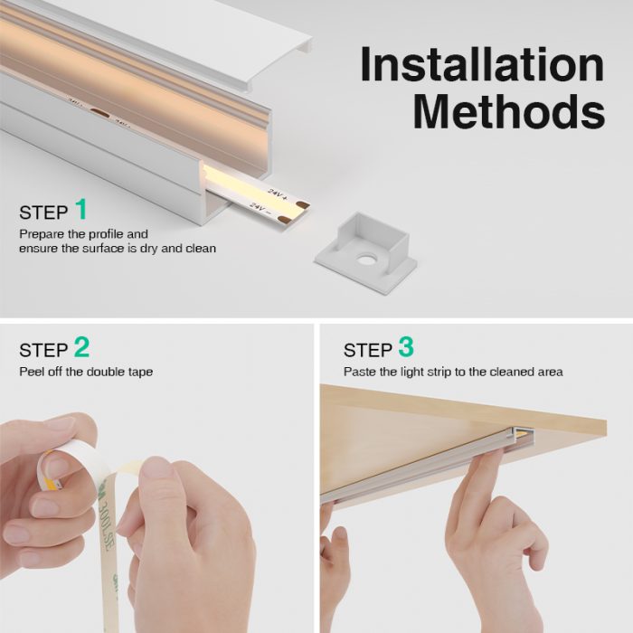 COB LED Streifen 11W/M 3000K 1130LM/M 180˚ Abstrahlwinkel weiß IP20 Brillante Lichtlösung-LED Streifen Weiß-einfache Installation-07