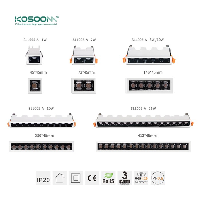Quadratische LED Lineare Leuchte 1W 3000K 90LM  Abstrahlwinkel 36° UGR＜19-LED Linear