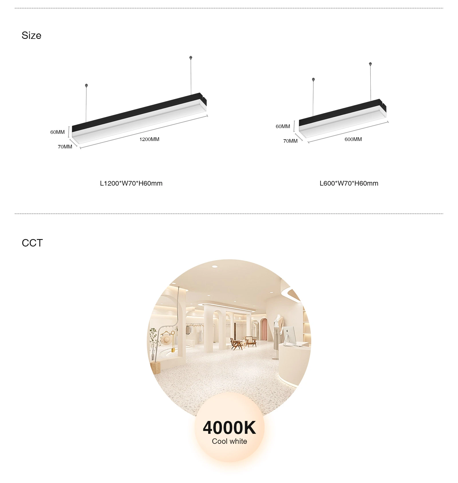 30W 4000K 3900LM Weiß LED-Linearbeleuchtung-KOSOOM-LED Linear-lange Lebenserwartung-12