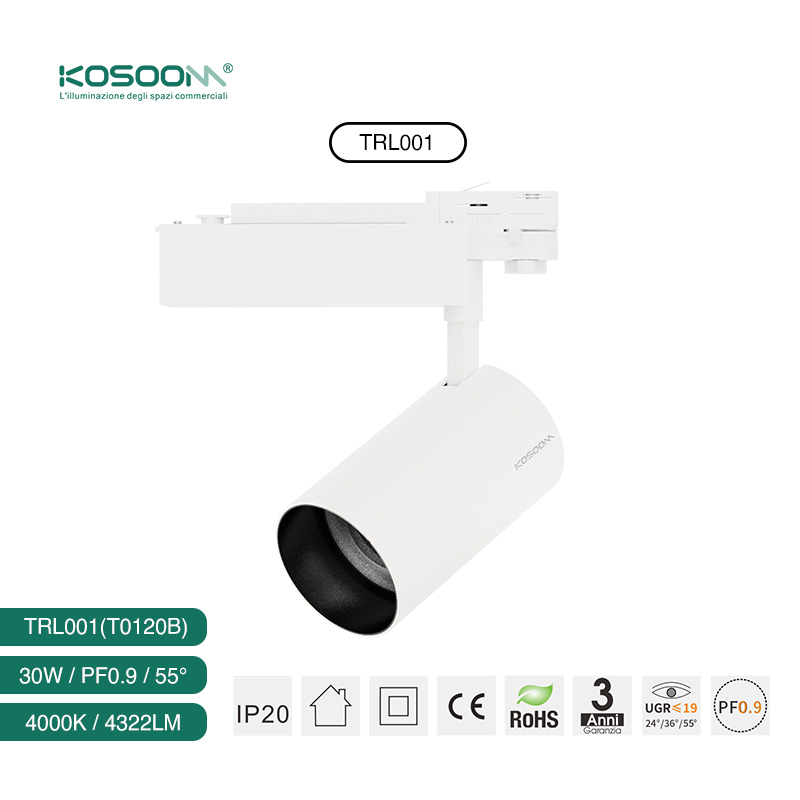 Großhandel Schienen Lampen Strahler 40W 4000K 4322LM Strahlwinkel 55˚ Weiß-Schienensystem Lampen-Aluminiummaterial