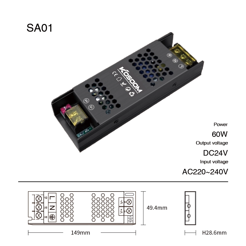 Netzteile 60W Leistungsstark und zuverlässig für LED Streifen-Lampenzubehör-einfache Installation-SA01