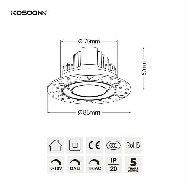 Custom 12W DALI/TRIAC/0-10V Dimmable Spotlight 600-900 LM STKT- kosoom