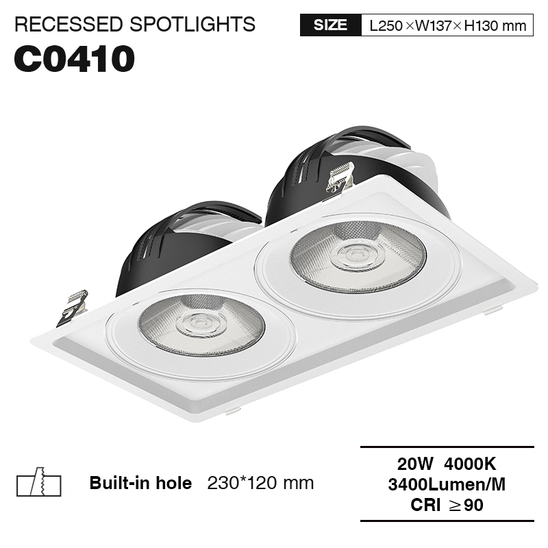 CSL004-A 20W*2 4000K 3400LM 24° Weiß LED Strahler-Lampe Schlafzimmer-einfache Installation-01