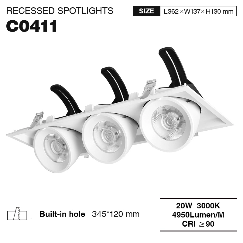 CSL004-A 20W*3 3000K 4950LM 24° Weiß LED Strahler Downlights-Deckenstrahler Kinderzimmer-Einstellung der Farbtemperatur-01