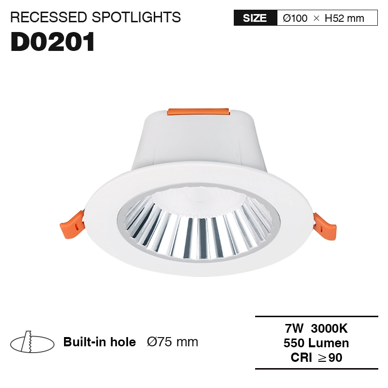 D0201 7W 3000K 550LM 36˚ Ra80 - Downlights-Downlights-einfache Installation-01