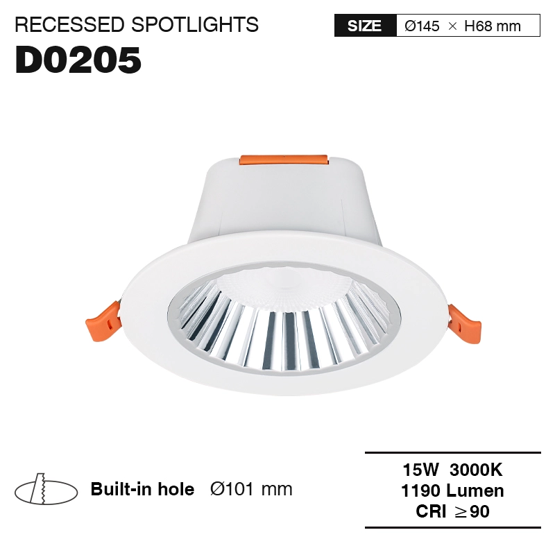 D0205 15W 3000K 1190LM 36˚ Ra90 - Downlights-LED Strahler-einfache Installation-01