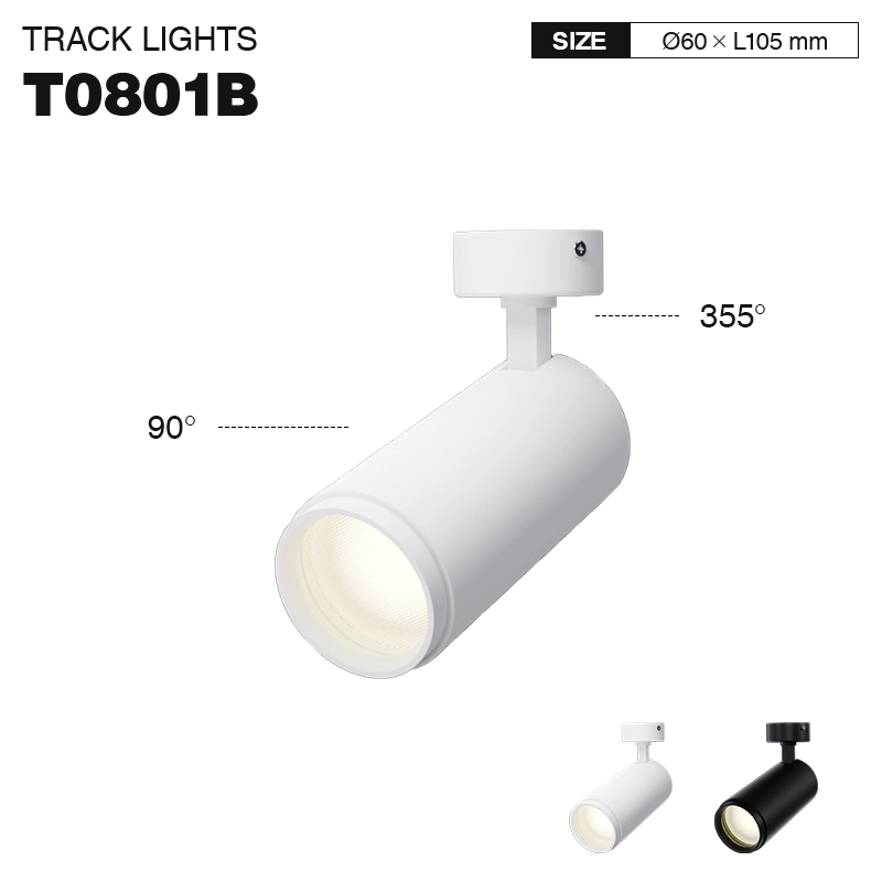 TRL008 8W 3000K 24˚N/B Ra80 Weiß—LED Schienenbeleuchtung-Schienenstrahler--01