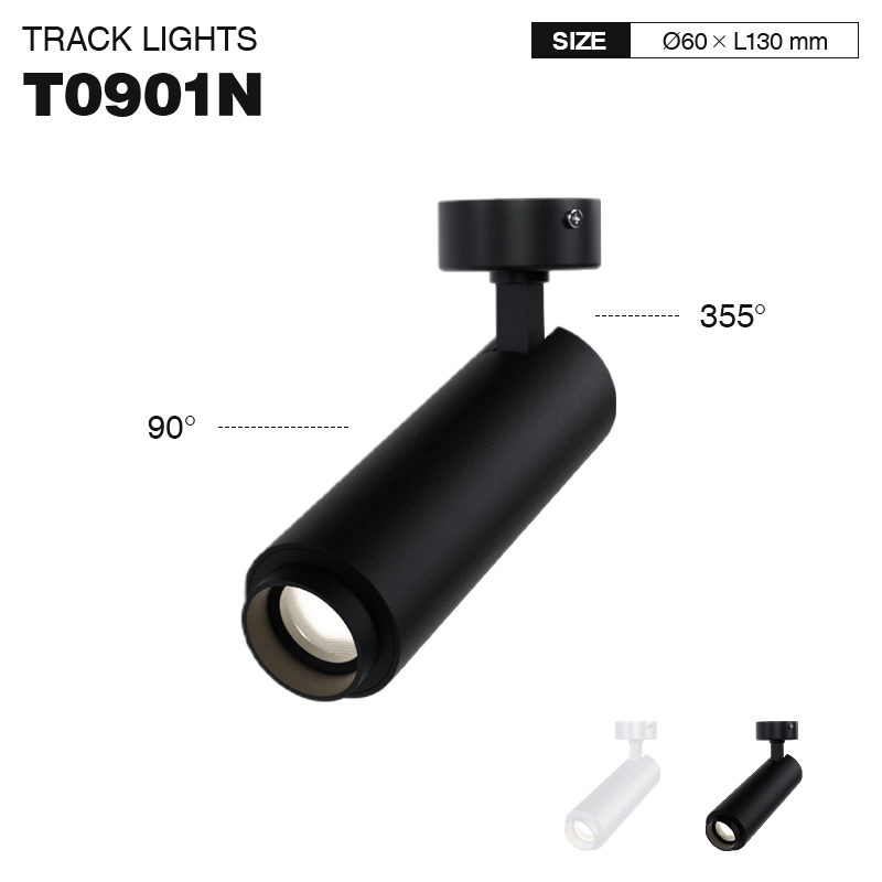 TRL009 12W 3000K 24˚N/B Ra80 Schwarz—LED Schienen Lampen-Schienensystem Küche-Einstellung der Farbtemperatur-01