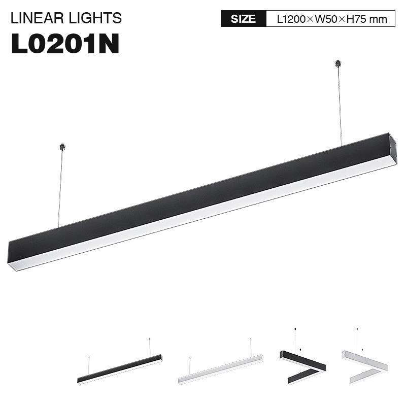 Dimmbare LED Lineare Leuchte 40W 3000K 4300LM 110° Abstrahlwinkel Schwarz-Pendelleuchte-Aluminiummaterial-01