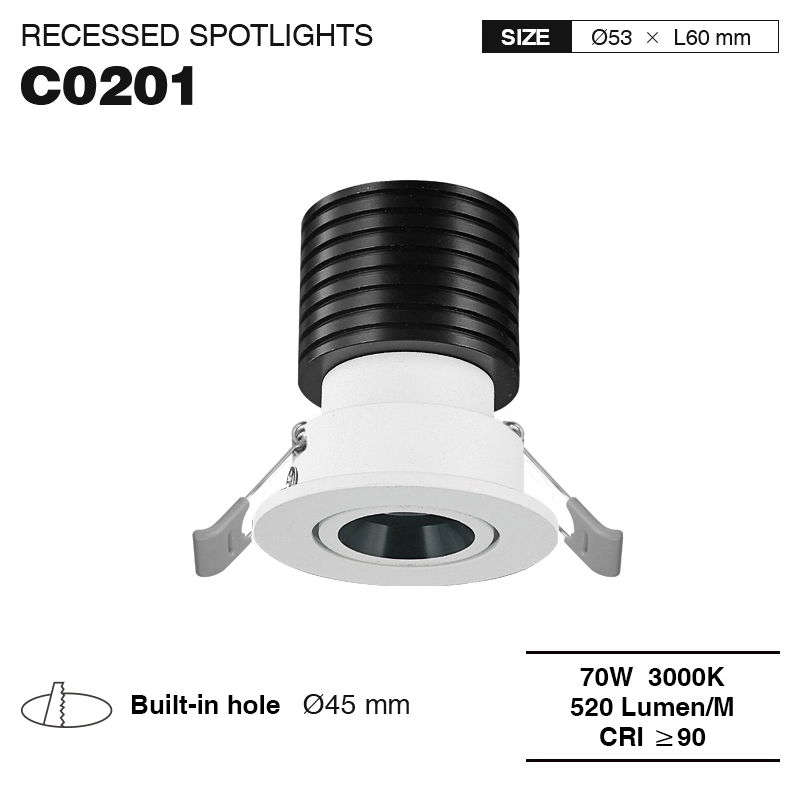 CSL002-A 7W 3000K 520LM 24° Weiß LED Einbaustrahler-Lampen Wohnzimmer-Modisches Aussehen-01