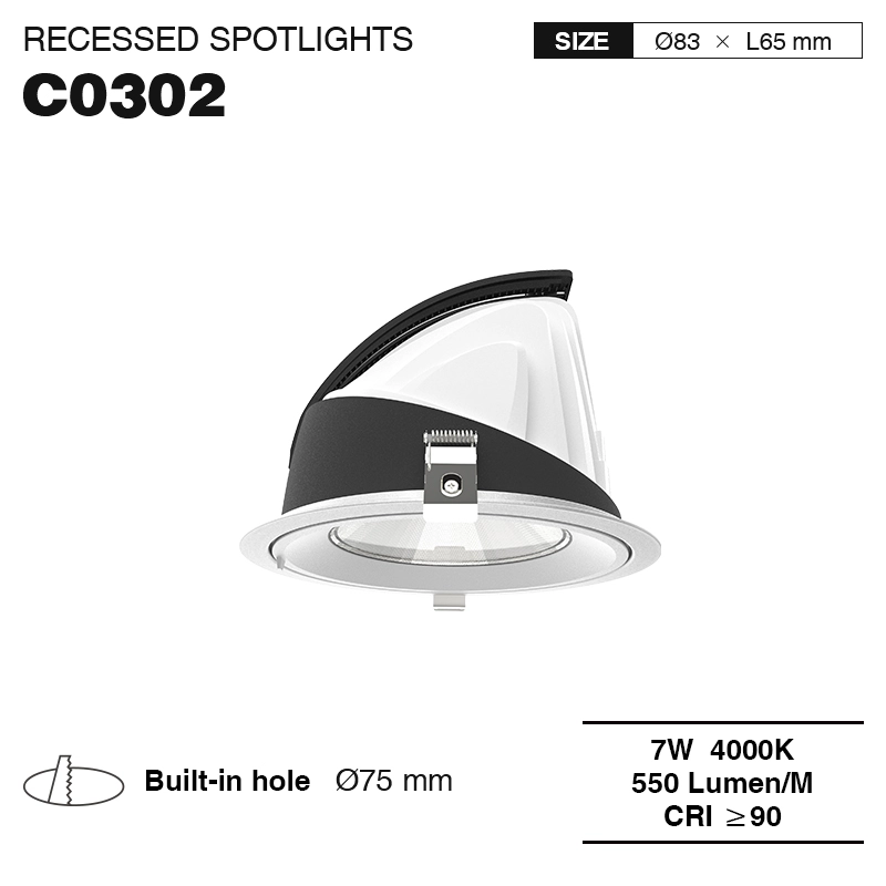 CSL003-A 7W 4000K 550LM 24° IP40 LED Einbaustrahler-Downlights-Modisches Aussehen-01