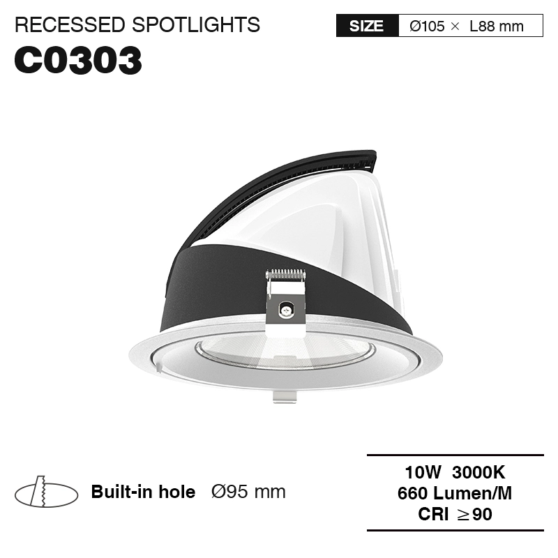 CSL003-A 10W 3000K 660LM 24° IP40 LED Einbauleuchten-Einbauleuchten-Aluminiummaterial-01