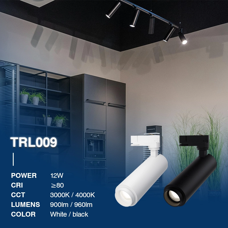 TRL009 12W 4000K 24˚N/B Ra80 Schwarz—LED Schiene Decke-Schienensystem Lampen-Aluminiummaterial-02