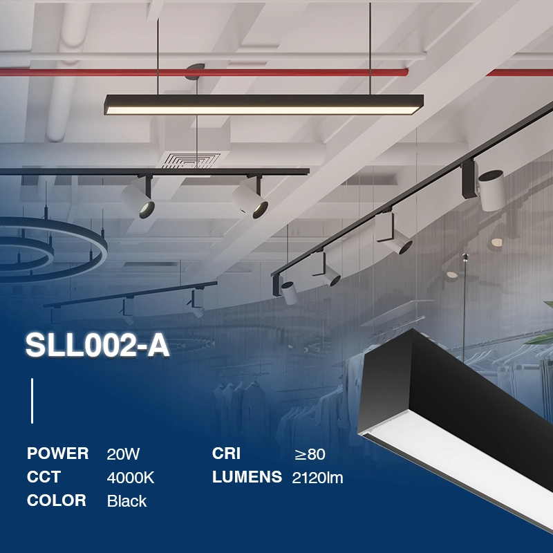 SLL002 20W 4000K 110˚N/B Ra80 Schwarz—LED Lineare-Pendelleuchte Esstisch--02