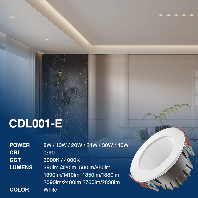 CDL001-E 8W 3000K 390LM 70° Weiß Einbaustrahler-Einbauleuchten Bad-einfache Installation-02