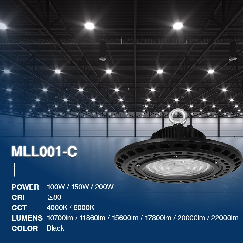 MLL011-C 100W 4000K 10700LM 90˚ Schwarz—UFO Industrielampe-LED Hallenstrahler 100W-einfache Installation-02