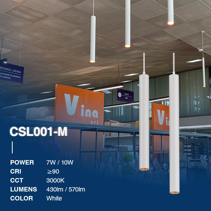 CSL001-M 7W 3000K 430LM 36° L600mm Weiß Pendelleuchte Esstisch-Pendelleuchte Büro-Modisches Aussehen-02B