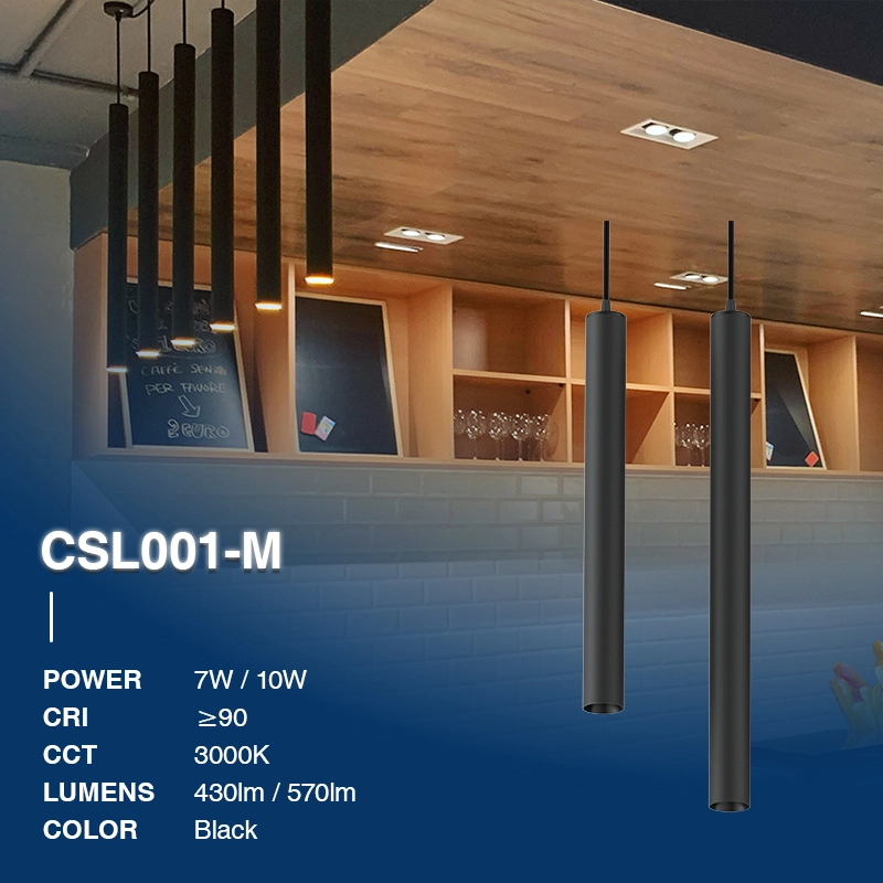 CSL001-M 7W 3000K 430LM 36° L600mm Schwarz Pendelleuchte Esstisch-Pendelleuchten für das Esszimmer-einfache Installation-02N