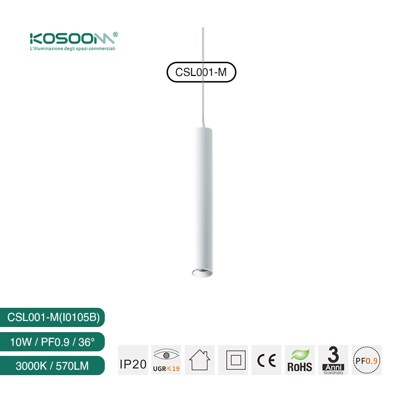 Kosoom-CSL001-M Hersteller I0105B Zylinderförmige LED-Pendelleuchten Weiß 10W 3000K 570LM-Pendelleuchten-moderner Stil