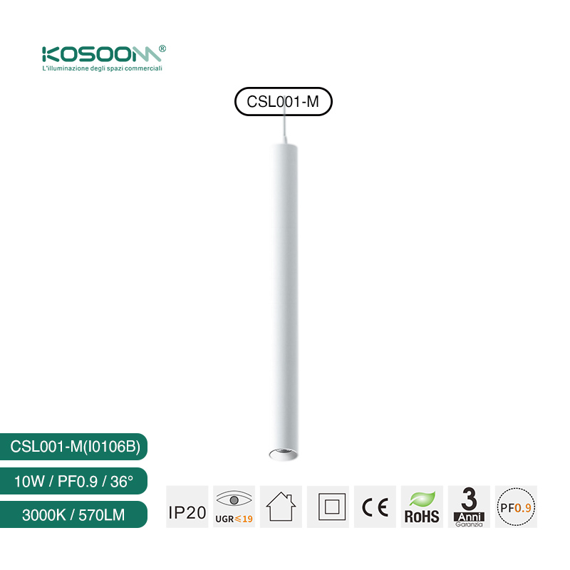 Kosoom-CSL001-M I0106B 10W 3000K 570LM Hersteller zylinderförmige LED-Pendelleuchten Weiß-Pendelleuchten-moderner Stil