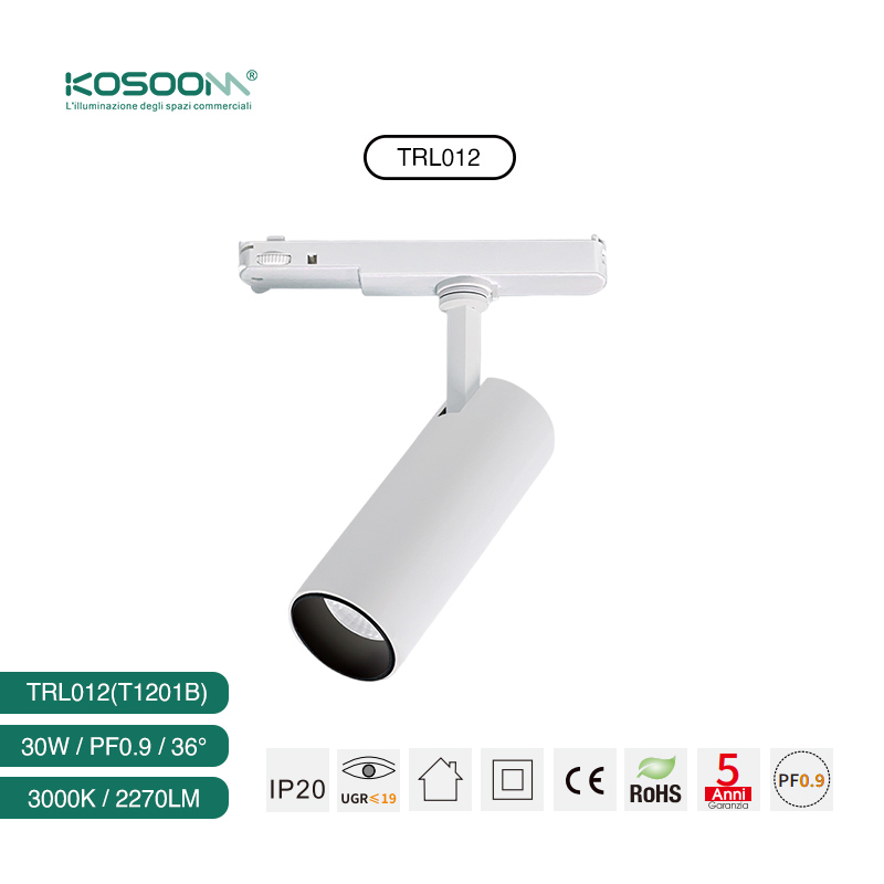 LED-Schienenleuchten 30W 3000K 2270LM Abstrahlwinkel 36˚ CRI≥90 Weiß-Schienensystem Lampen-energiesparend