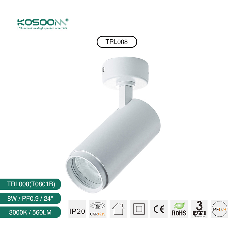 LED-Schienenbeleuchtung 8W 3000K 560LM Abstrahlwinkel 24˚ CRI≥80 Energieeffizienter Weiß-Schienensystem Lampen