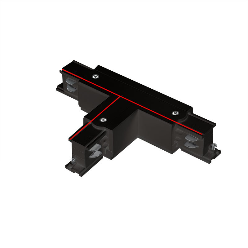 Kosoom-TRA001-AT01SN Vieradriger quadratischer Drei-Wege-Spleißer Links 1 für Schienenleuchten-Lampenzubehör-Kreatives Design