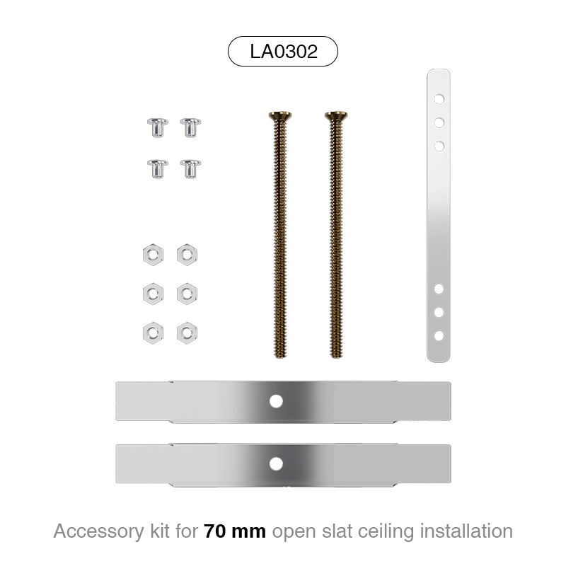 Hochwertiges 70-mm-Deckeninstallationszubehörset mit offenen Lamellen für lineare LED-Deckenleuchten-Lampenzubehör-lange Lebenserwartung-LA0302