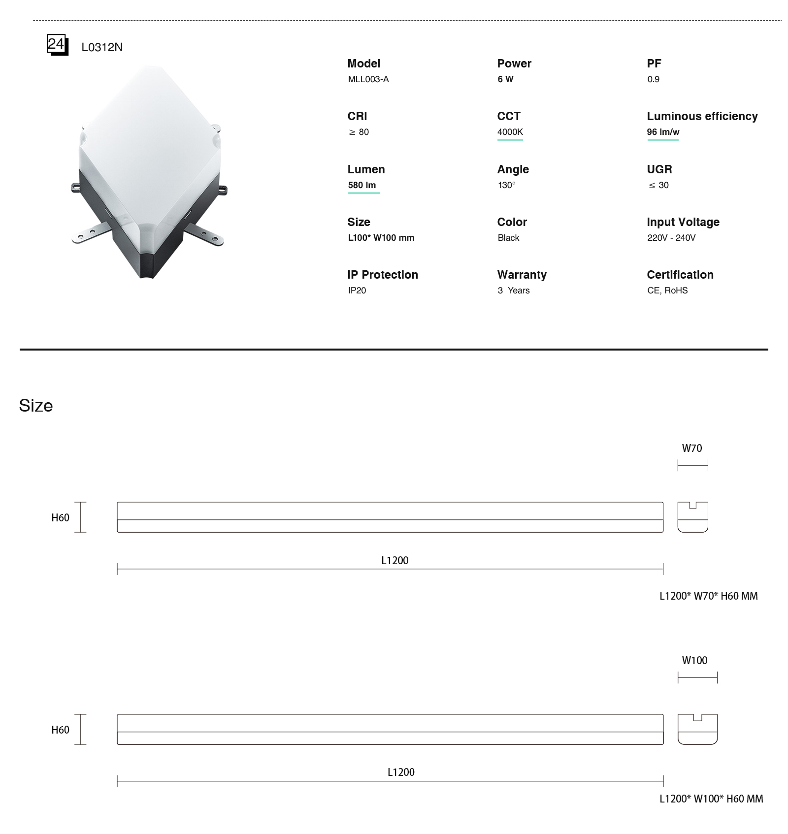 Hochwertige Lineare LED-Leuchten mit Diamantmodul Zubehöre multifunktional Schwarz 6W 4000K 580LM 130° Winkel-Lampenzubehör-lange Lebenserwartung-standard book8