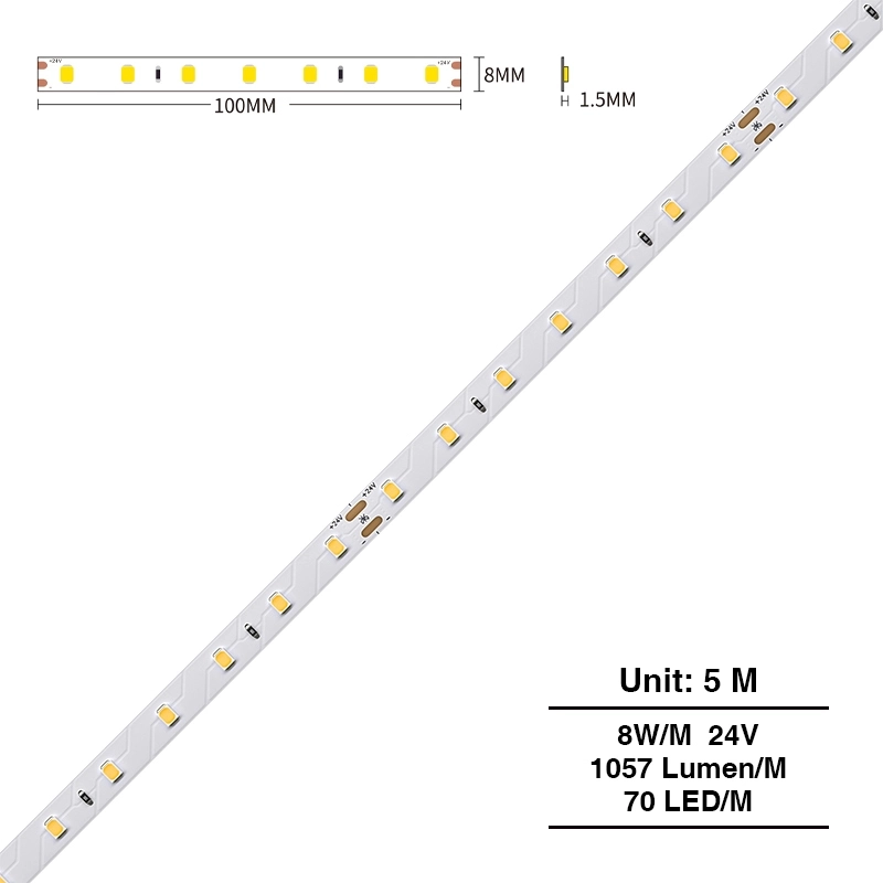 SMD 2835 3000K Ra80 IP20 8W/m 70LED/m LED-Streifen KartongessoLampen Wohnzimmer-Treppenbeleuchtung LED Streifen--S0301