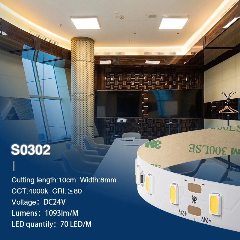 SMD 2835 4000K Ra80 IP20 8W/m 70LED/m LED-Streifen Kartongesso-4000k LED Lichtleiste--S0302