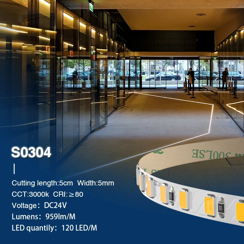 SMD 2835 3000K Ra80 IP20 5m 8W/m 120LED/m LED-Streifen-Indirekte Beleuchtung--S0304