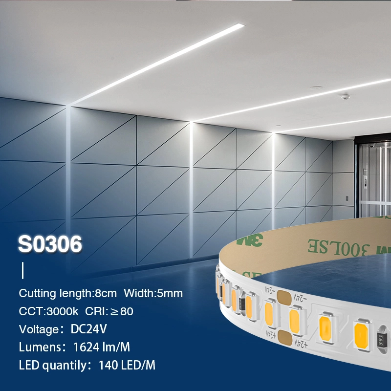 SMD 2835 3000K Ra80 IP20 5m 12W/m LED Streifen 24v-LED Streifen Außen--S0306