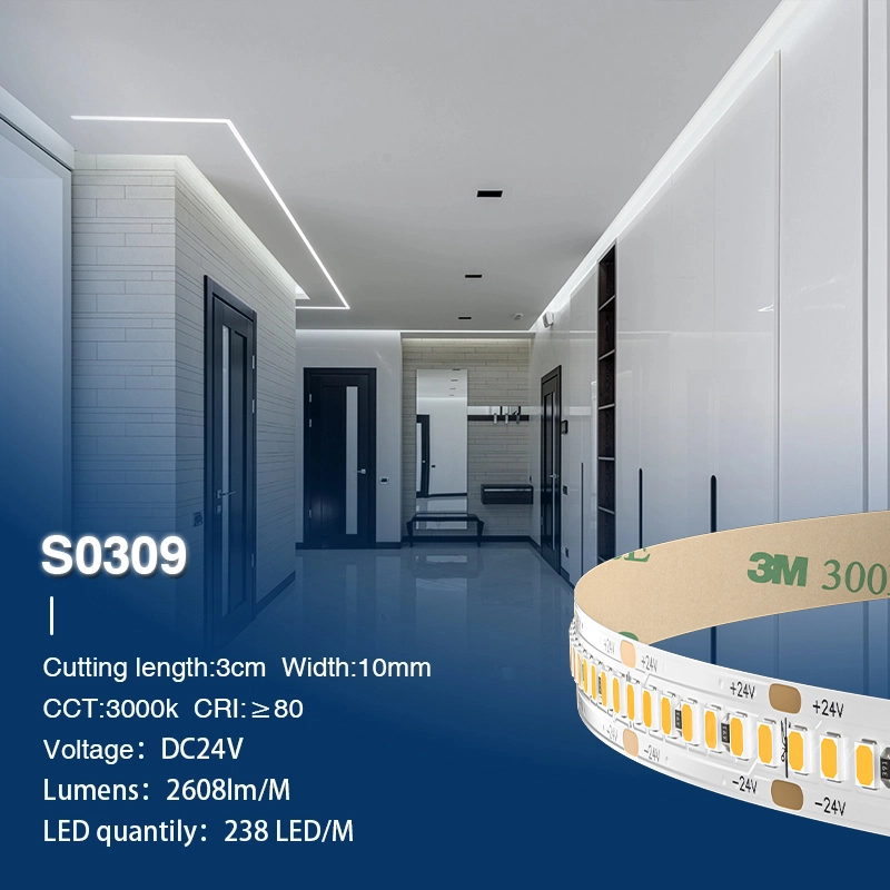 SMD 2835 3000K Ra80 IP20 5m 20W/m 24v LED Leiste Decke-Treppenbeleuchtung--S0309