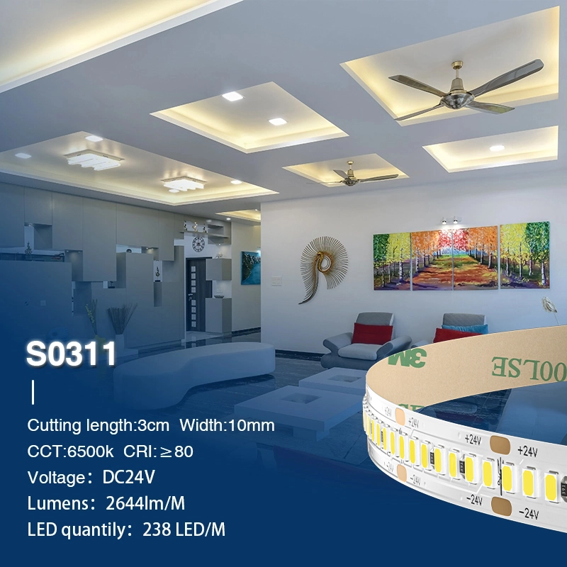 SMD 2835 6500K Ra80 IP20 5m 20W/m 24v LED Leiste Decke-LED Leiste Küche--S0311