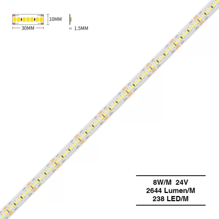SMD 2835 6500K Ra80 IP20 5m 20W/m 24v LED Leiste Decke-Treppenbeleuchtung--S0311