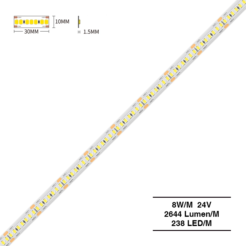 SMD 2835 6500K Ra80 IP20 5m 20W/m 24v LED Leiste Decke-Treppenbeleuchtung--S0311