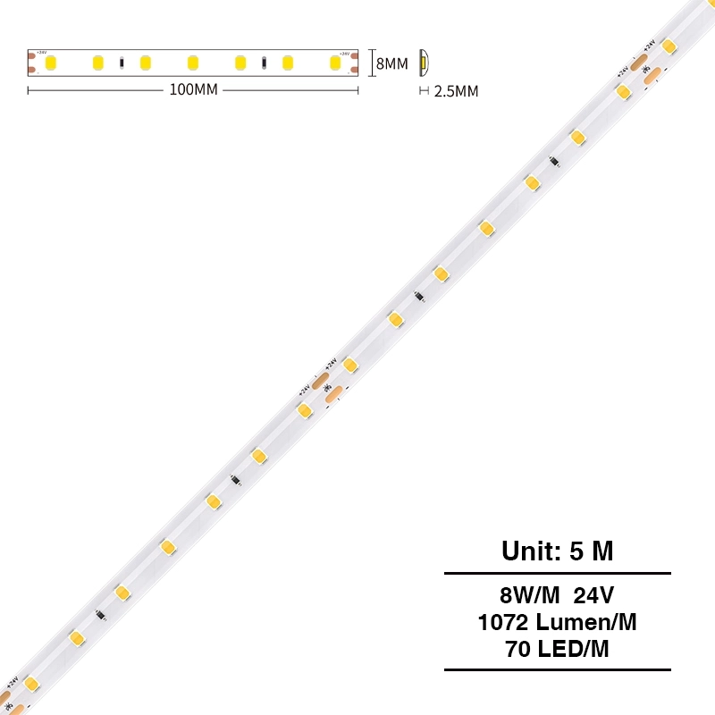 SMD 2835 3000K Ra80 IP44 IP20 5m 8W/m 24v Treppenbeleuchtung LED Streifen-LED Streifen Wohnzimmer--S0401