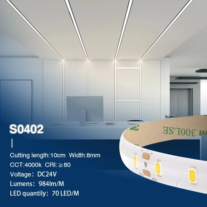 SMD 2835 4000K Ra80 IP44 IP20 5m 8W/m 24v LED Streifen Zimmer-Terrassenbeleuchtung--S0402