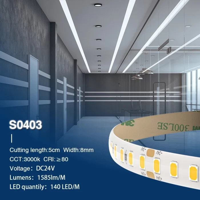 SMD 2835 3000K Ra80 IP44 5m 12W/m 24v LED Leisten Decke-LED Streifen Warmweiß--S0403