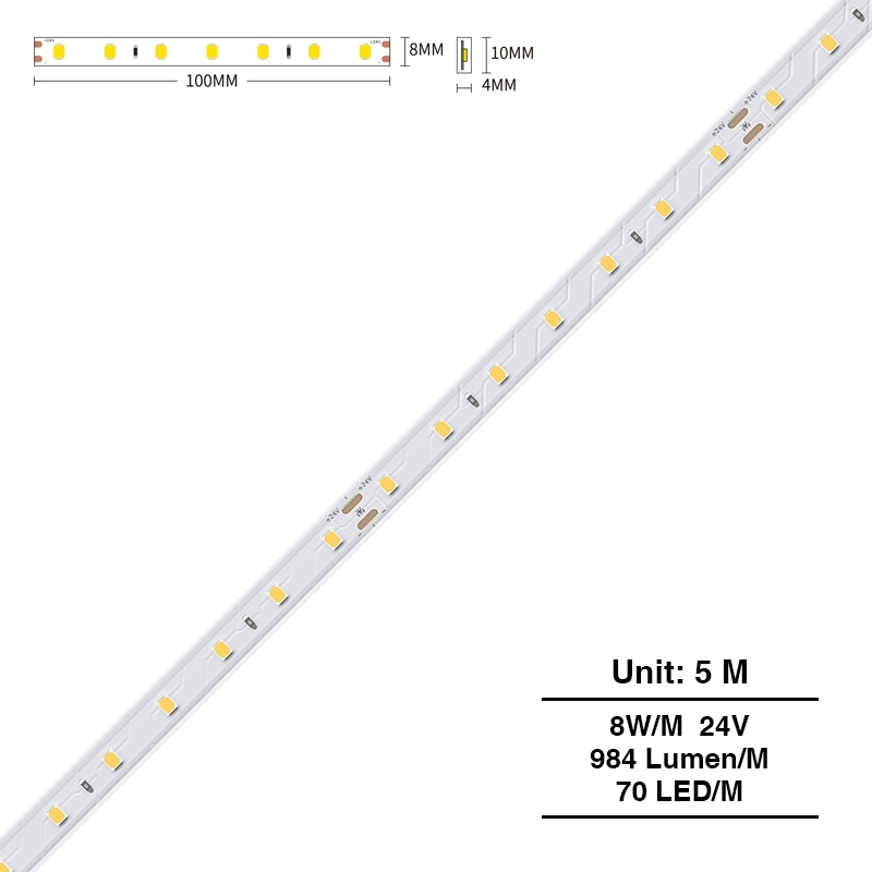 SMD 2835 3000K Ra80 IP65 5m 8W/m 24v LED Streifen Zimmer-Terrassenbeleuchtung--S0501